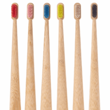 Load image into Gallery viewer, Self Standing Bamboo Toothbrush - Colored Bristles