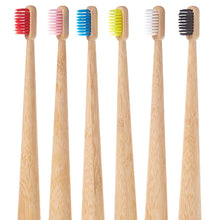 Load image into Gallery viewer, Self Standing Bamboo Toothbrush - Colored Bristles